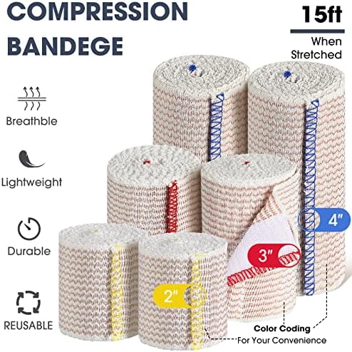 Comparison of two inch three inch and four inch elastic bandages for joint support.