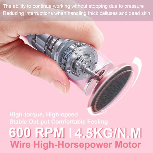 Pink electric foot file with 60 pieces of replacement sandpaper discs