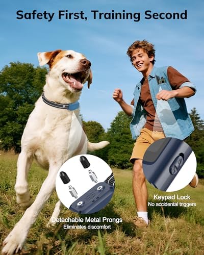 Side view of the HapTop light blue pet collar demonstrating the secure buckle lock mechanism.