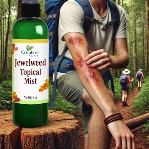 Natural jewelweed topical spray bottle for rash and insect bite relief