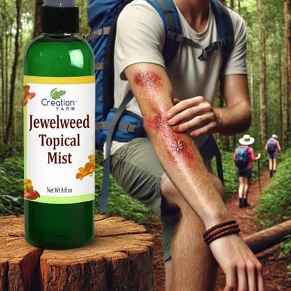 Natural jewelweed topical spray bottle for rash and insect bite relief