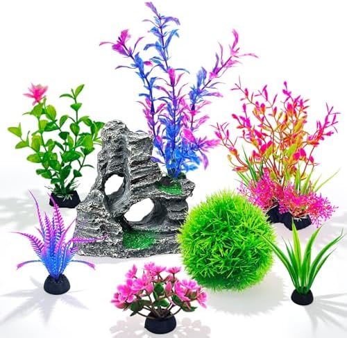 Vibrant artificial fish tank plants in purple and pink styles for aquatic landscaping