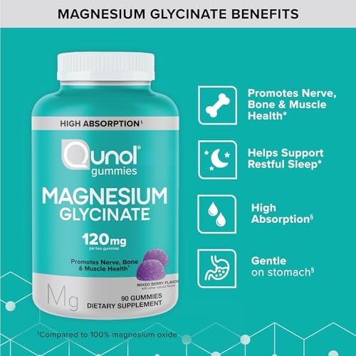 Qunol Magnesium Glycinate ninety chewable gummies mixed berry flavor packaging