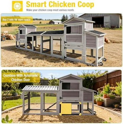 Aivituvin 83in Chicken Coop Mobile Hen House Outdoor Wooden Poultry Cage with Wheels Nesting Box Run for 2-4 Chickens - Image 6