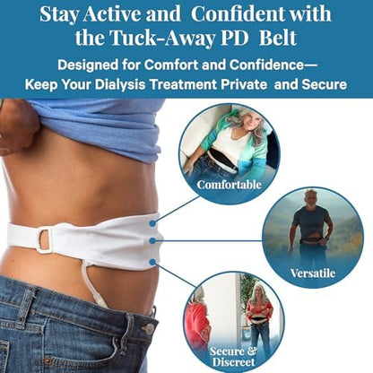 Close-up of the secure access slits on the Stickman Dialysis tubing concealment pouch.