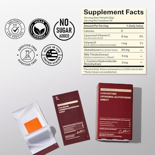 Esther Formula glutathione 30 count package ingredient highlights