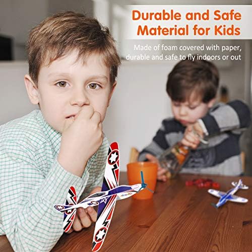 Individually wrapped foam airplane party favors ideal for kids birthday return gifts.