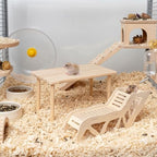 (2-piece Set) Hamster Game Wooden Platform, Tunnel Ladder Hidden Area Platform with Wooden Support Columns, Toy cage Accessories for Hamster Squirrels and Other Small Pets - Image 7