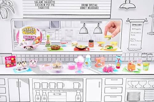 Unboxed miniature ingredients and recipe cards from the Miniverse Series 4 Diner set
