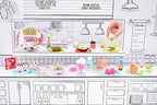 Unboxed miniature ingredients and recipe cards from the Miniverse Series 4 Diner set