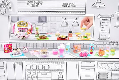 Unboxed miniature ingredients and recipe cards from the Miniverse Series 4 Diner set