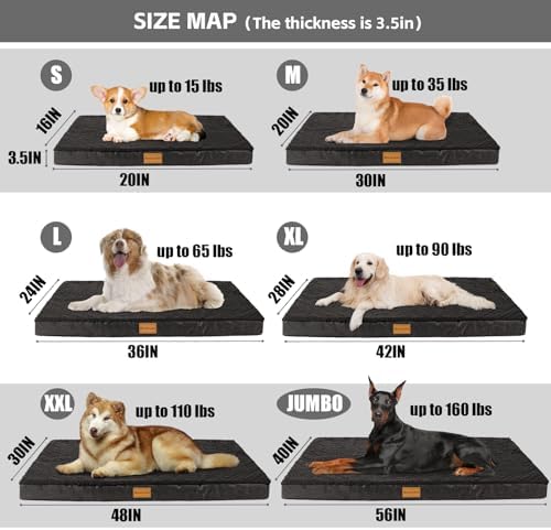 Patas Lague Orthopedic Dog Bed Large Sized Dog 36''X24'',Soft Waterproof Egg Crate Foam Medium Pet Crate Beds Mat with Removable Washable Cover and Non-Slip Bottom, Black - Image 6
