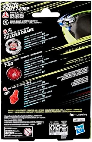 Takara Tomy Shelter Drake balance type top close up