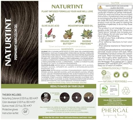 Inside contents of the authentic USA imported Naturtint permanent hair color kit including colorant gel and developer