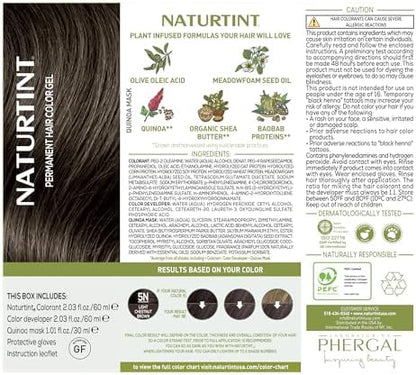 Inside contents of the authentic USA imported Naturtint permanent hair color kit including colorant gel and developer