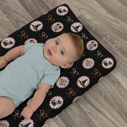 High quality fabric texture of pink and black Halloween baby sheet