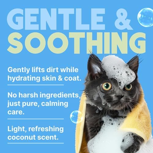 TropiClean 12 ounce pet shampoo bottle for kittens with delicate skin types.