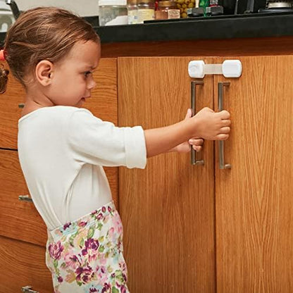 Wappa baby proofing strap lock installed on kitchen cabinet drawer