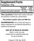 Biotics Research Aqueous Selenium liquid dropper bottle nutritional panel