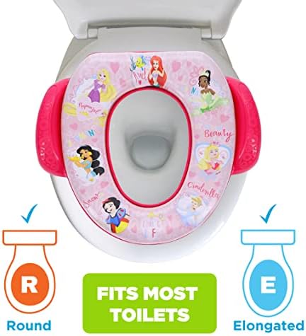 Close up view of the easy to clean vinyl material on the Disney Princess potty seat cushion