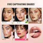 Top view of Mebeakin 5-piece lip butter collection in summer theme colors.
