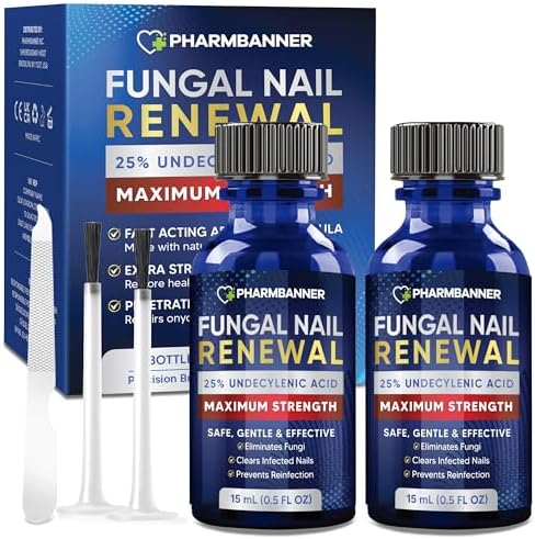 Pharmbanner fungal nail renewal kit highlighting the included applicator brush and precise treatment delivery mechanism.