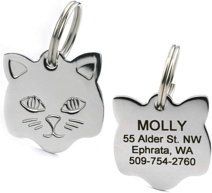 GoTags rustproof stainless steel pet ID tag for cats close up detail