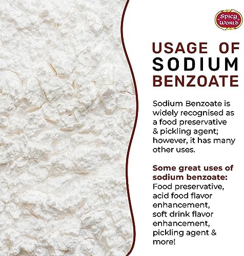 Close up of pure white sodium benzoate powder for pickle and jam preservation.