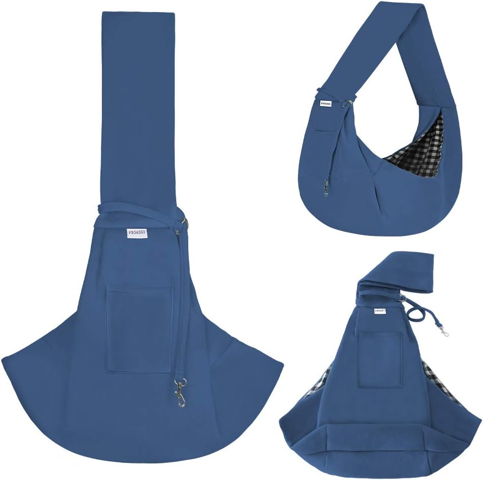 FDJASGY Small Pet Sling Carrier-Hands Free Reversible Pet Papoose Bag Tote Bag with a Pocket Safety Belt Dog Cat for Outdoor Travel Navy Blue - Image 9