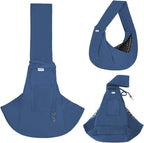 FDJASGY Small Pet Sling Carrier-Hands Free Reversible Pet Papoose Bag Tote Bag with a Pocket Safety Belt Dog Cat for Outdoor Travel Navy Blue - Image 9