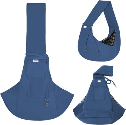 FDJASGY Small Pet Sling Carrier-Hands Free Reversible Pet Papoose Bag Tote Bag with a Pocket Safety Belt Dog Cat for Outdoor Travel Navy Blue - Image 9