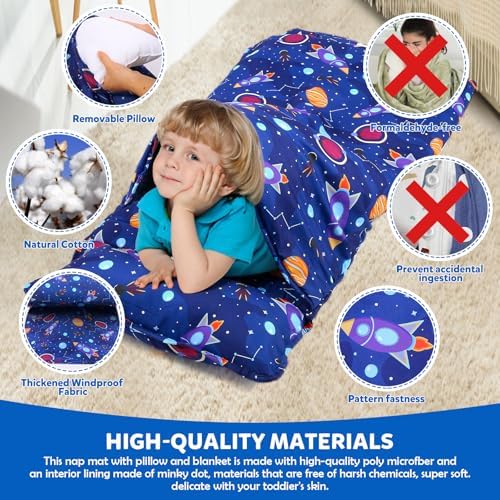 Orrhomi preschool sleeping mat showing the removable pillow feature