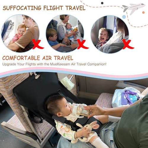 HASTHIP airplane bed for infants folded compactly next to a standard diaper bag.