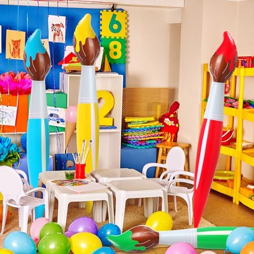 VercanMonth PVC inflatable paint brush balloons package for kids summer birthday party favors.