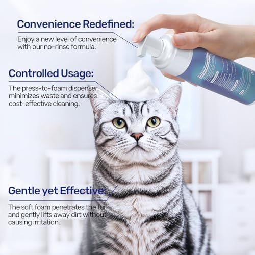Dander reducing waterless cat shampoo 7 ounce pump bottle packaging