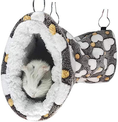 Heart-brown pattern plush tunnel for hamster and ferret