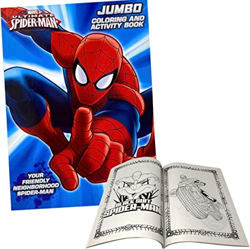 Imported Spiderman coloring book bundle laid flat showing its dimensions and premium paper.