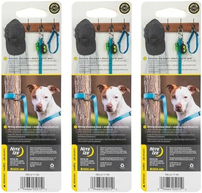 Nite Ize SlideLock Pet S-Biner hanging a pet leash securely on a home storage wall hook.