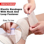 Six rolls of beige FRESINIDER elastic bandages for medical first aid use.