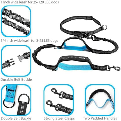 Uppetly hands free jogging belt system with luminous reflective stitching details for night safety