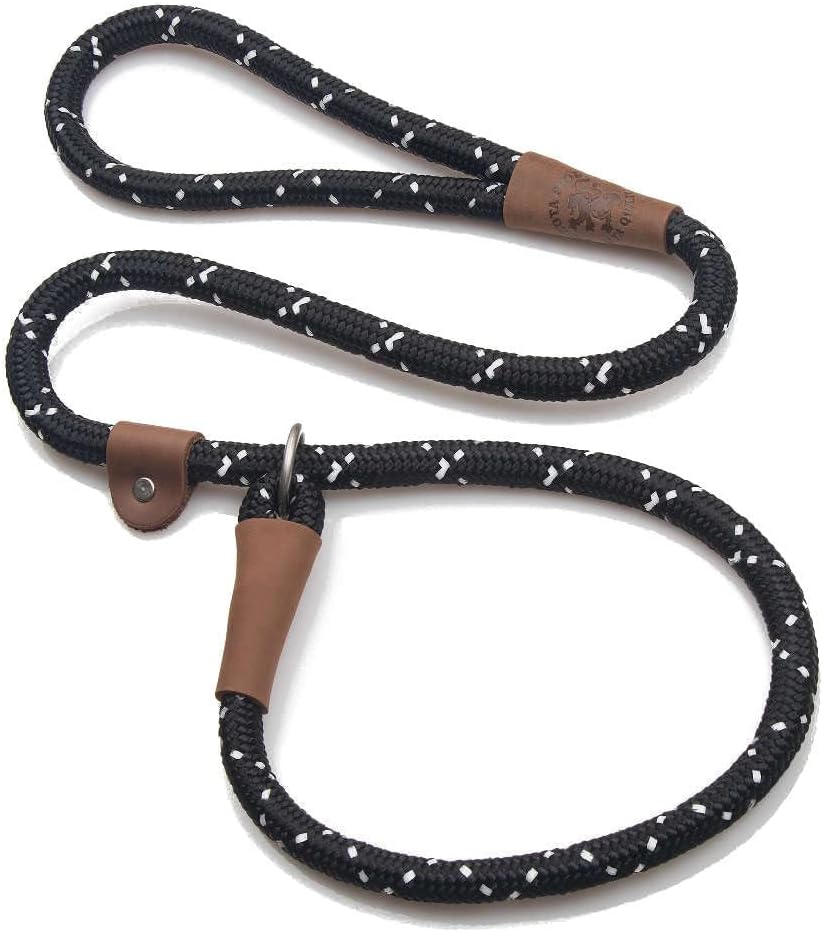 Mendota Pet adjustable leather slide on authentic tan rope slip lead