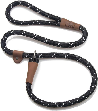Mendota Pet adjustable leather slide on authentic tan rope slip lead