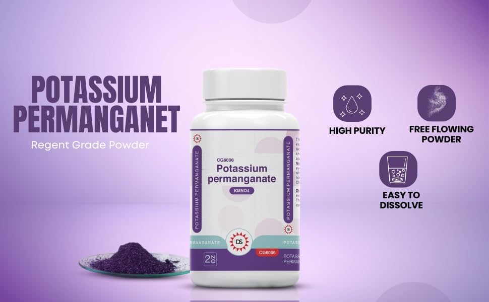 Dawn Scientific high purity free flowing potassium permanganate crystalline powder close up