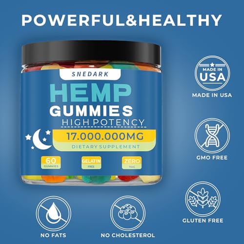 Fruit flavored Snedark hemp gummies in glass jar