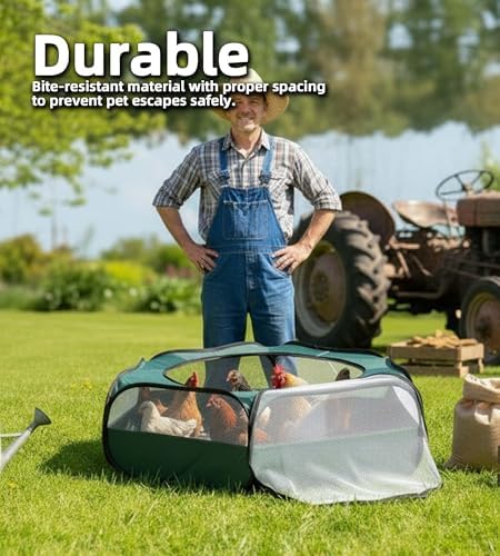 Small Animal Playpen with Mesh Cover & Waterproof Bottom Cat Tent Chicken Brooder Rabbit Guinea Pig Cage Playpen for Small Animals Indoor Outdoor Use - Image 7