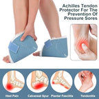 Light blue sheepskin heel pads for bedridden patients with adjustable straps