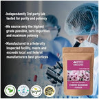 Organic cherry blossom powder texture detail showing fine pink botanical extract