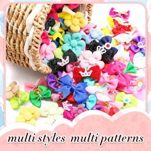 Top view of bulk pet hair grooming bows for small dogs