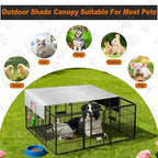 Universal fit pet fence canopy installed in a backyard setting