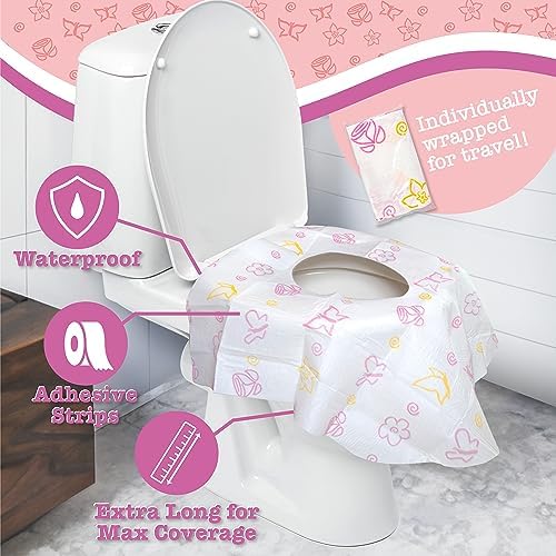 Individually wrapped pink floral personal care liners neatly packed for travel convenience.